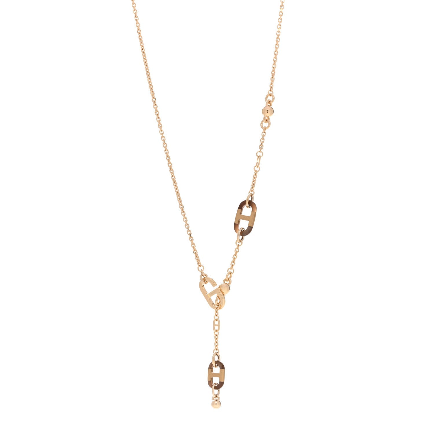 Lacquered Horn Permabrass Sur Mer Necklace Small Model Gold Black