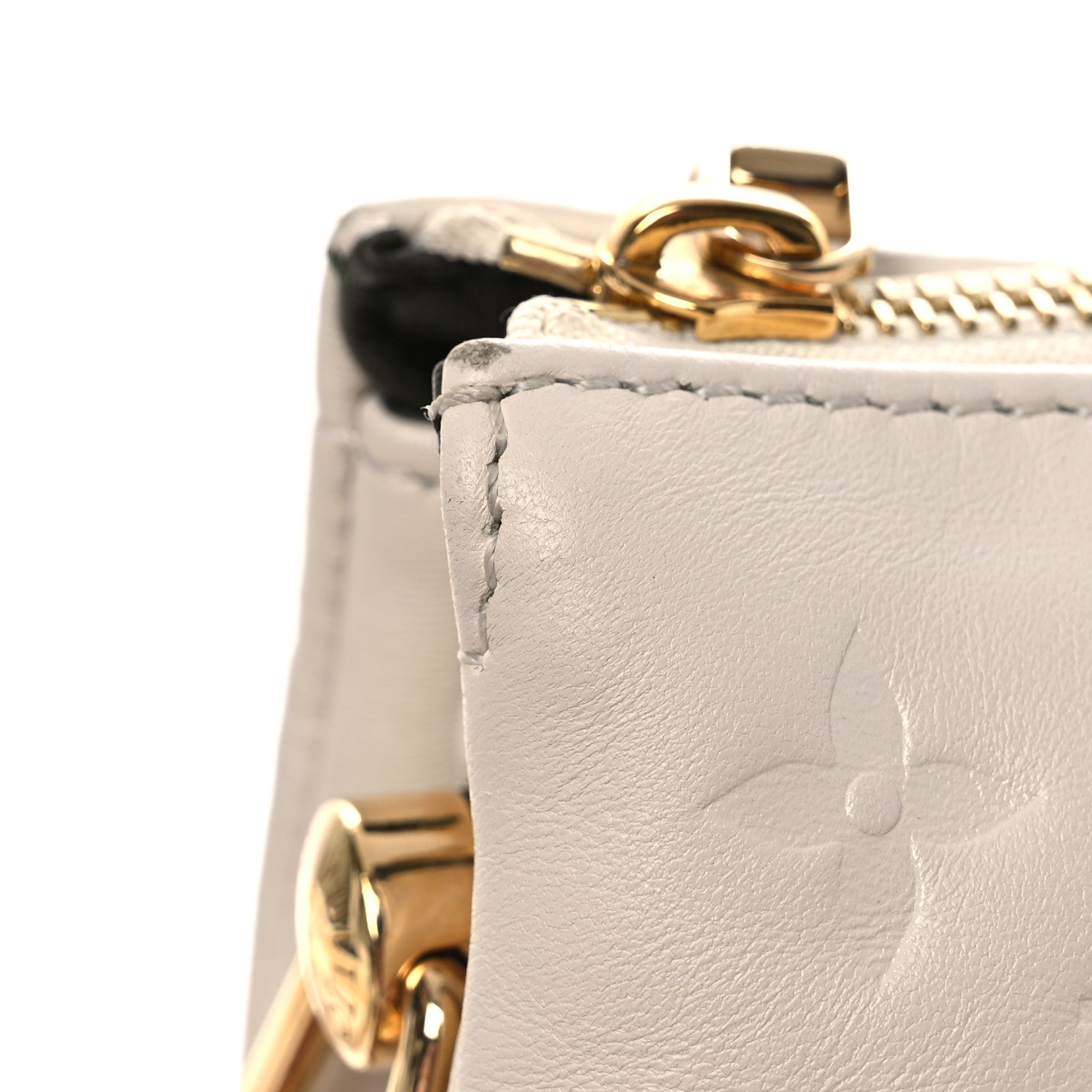 Lambskin Embossed Monogram Coussin PM Cream