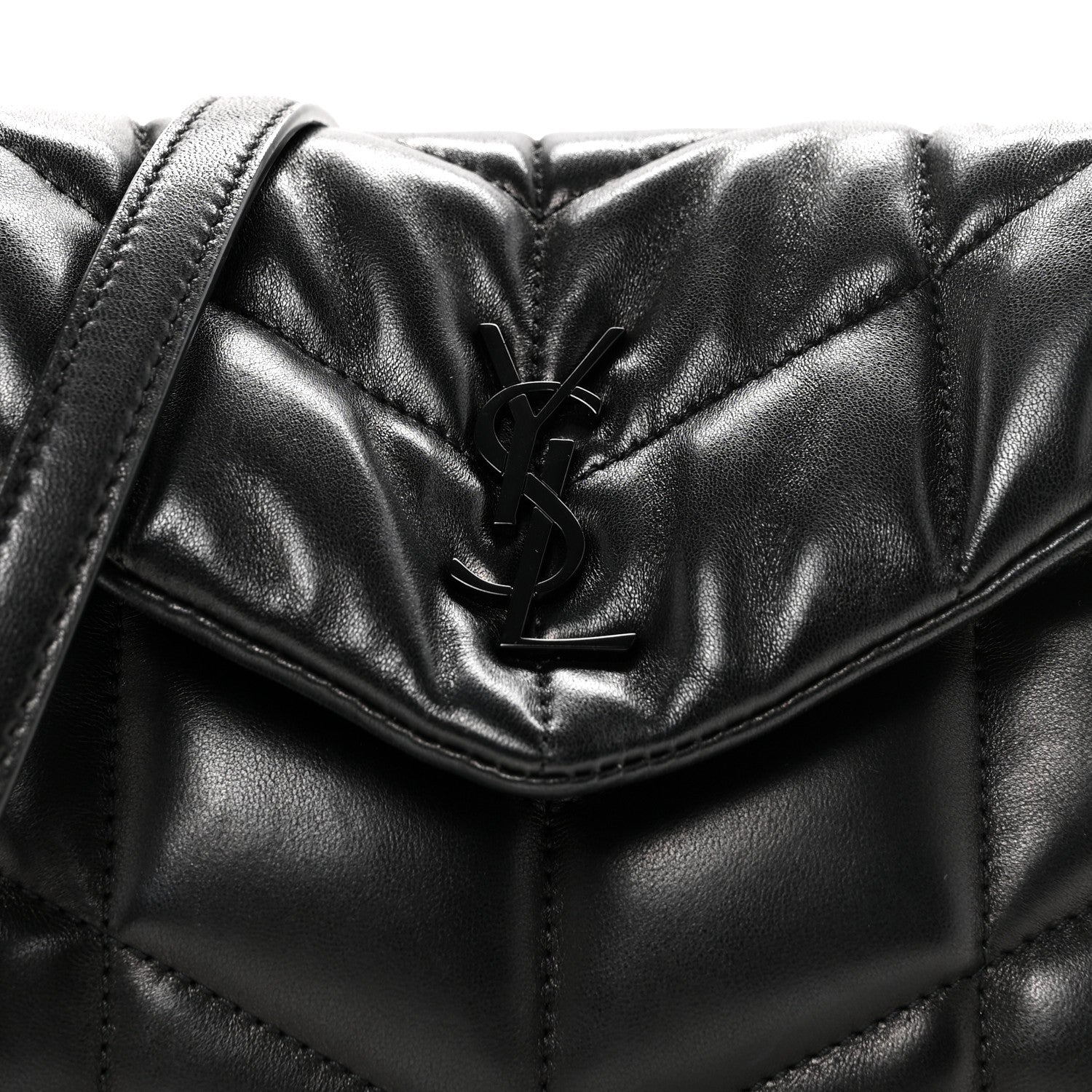 Lambskin Quilted Toy Loulou Puffer Monogram Monochrome Chain Satchel Black