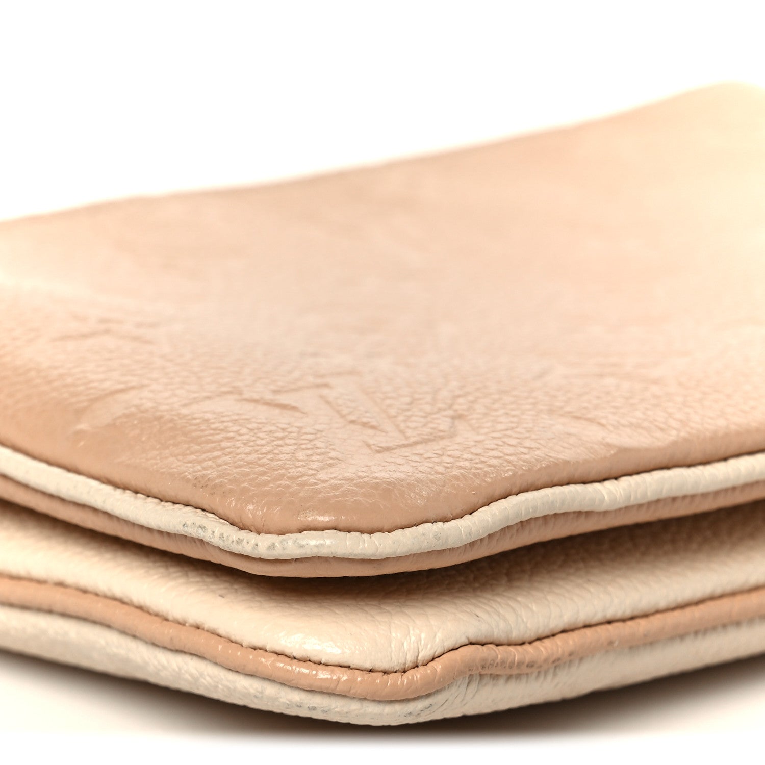 Empreinte Double Zip Pochette Beige Rose Creme
