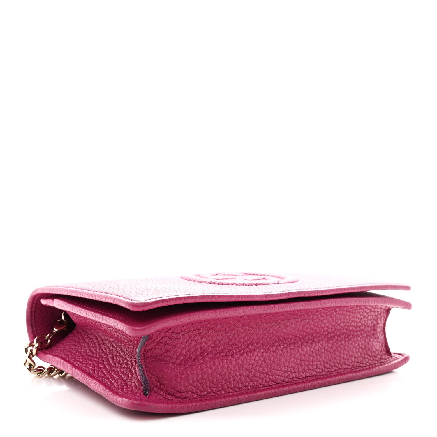 Pebbled Calfskin Soho Wallet on Chain Bright Bougainvillea