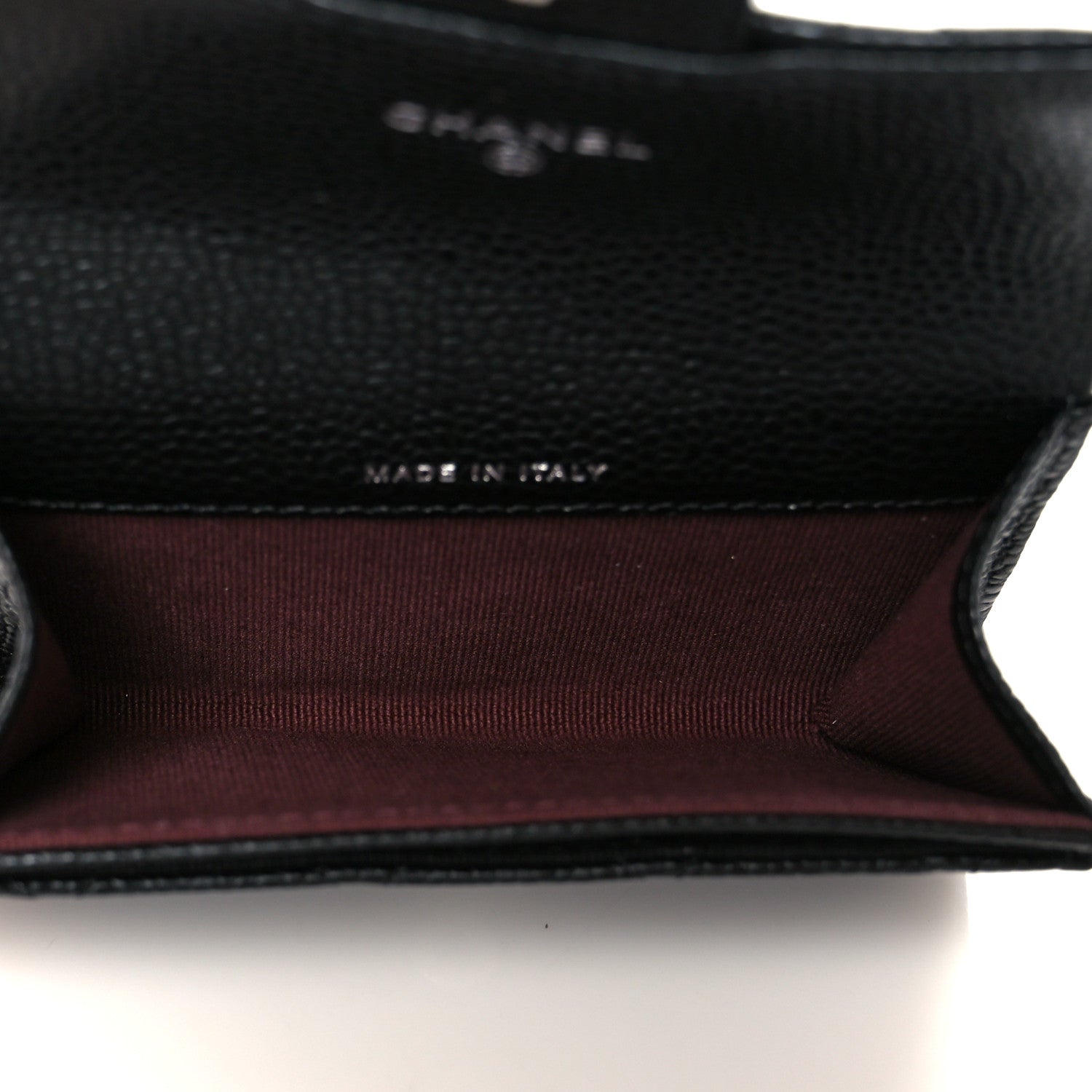 Caviar Quilted Flap Card Holder Wallet Black