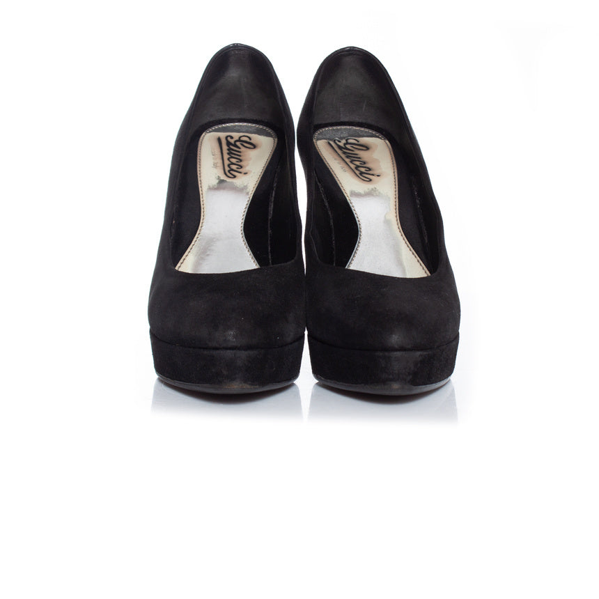 Women's Gucci Black suede platform pumps
