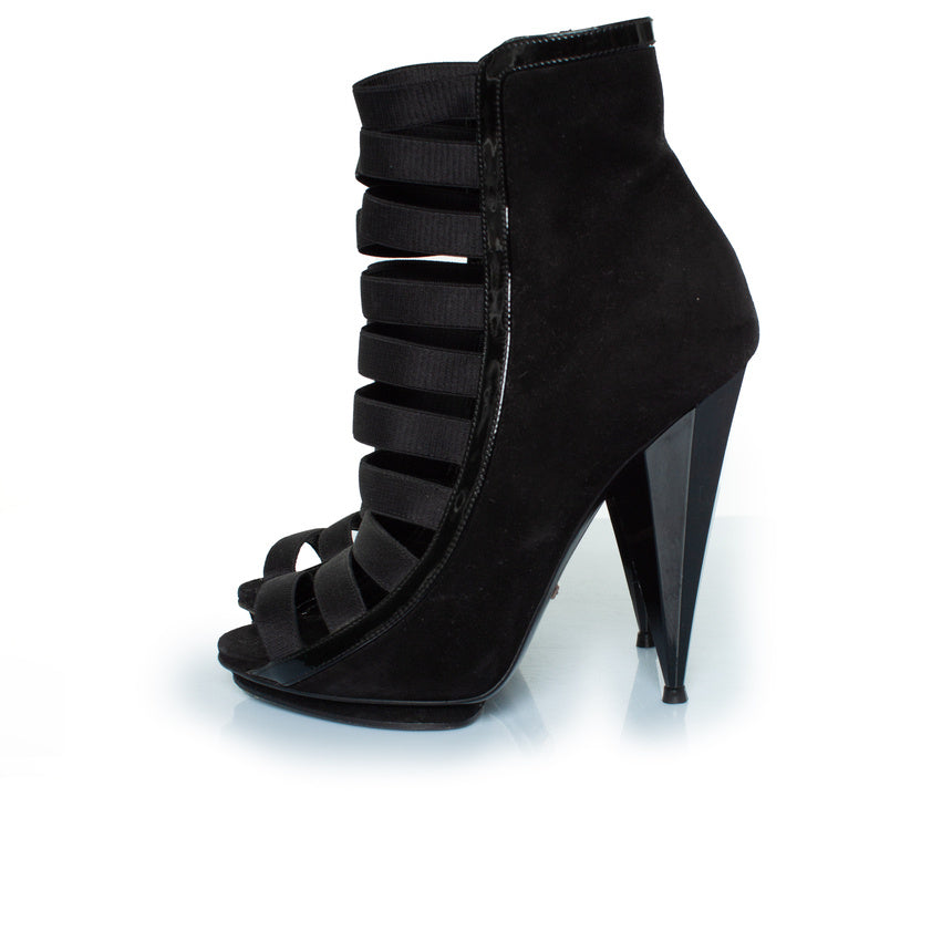 Women's Gucci Olimpia patent and suede strap sandals