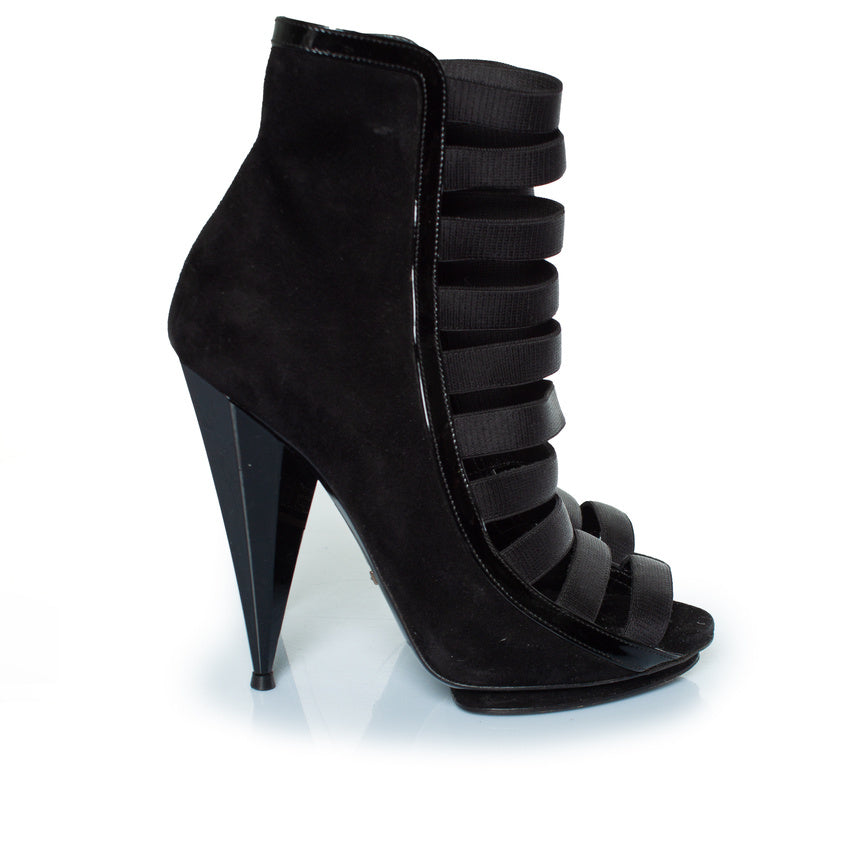 Women's Gucci Olimpia patent and suede strap sandals