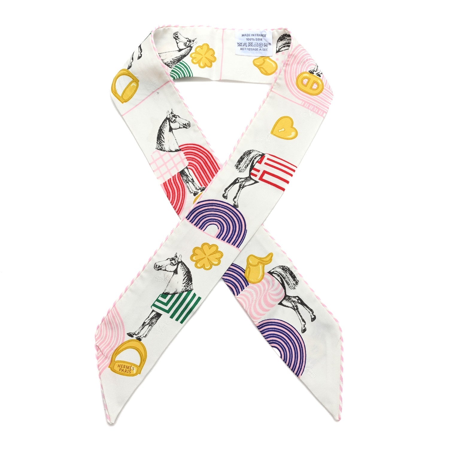 Silk Garde Robe Pop Charms Twilly White Multicolor