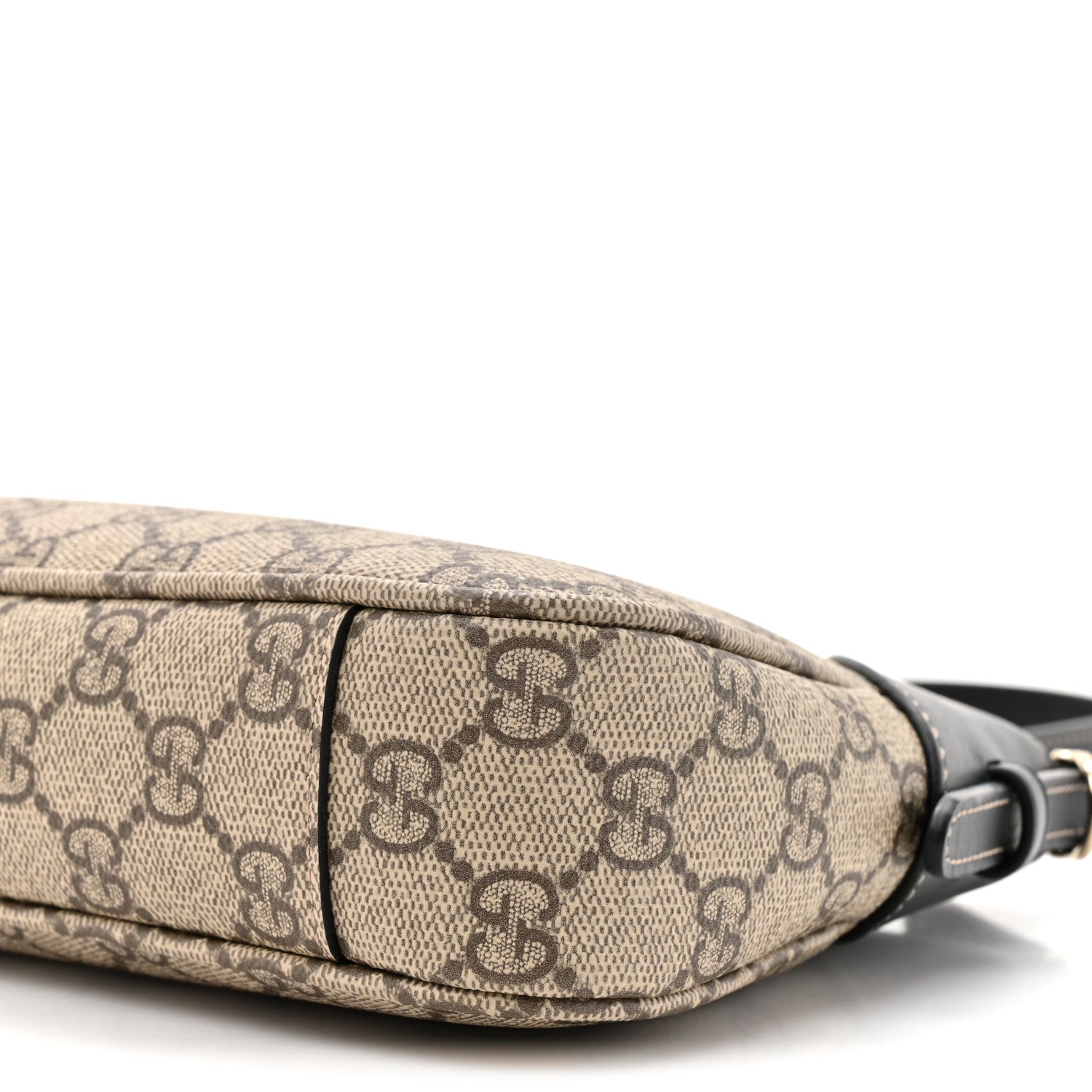 GG Supreme Monogram Textured Calfskin Small Emblem Shoulder Bag Beige Black