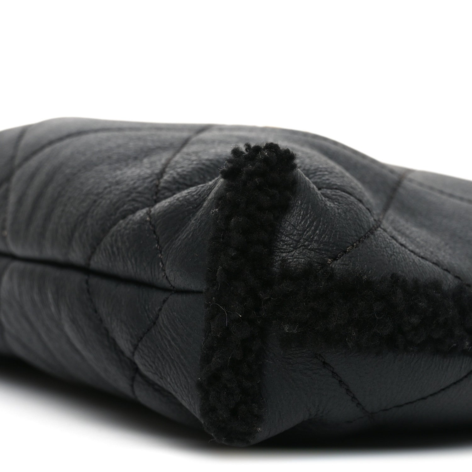 Aged Lambskin Shearling Quilted Small Chanel 22 Black
