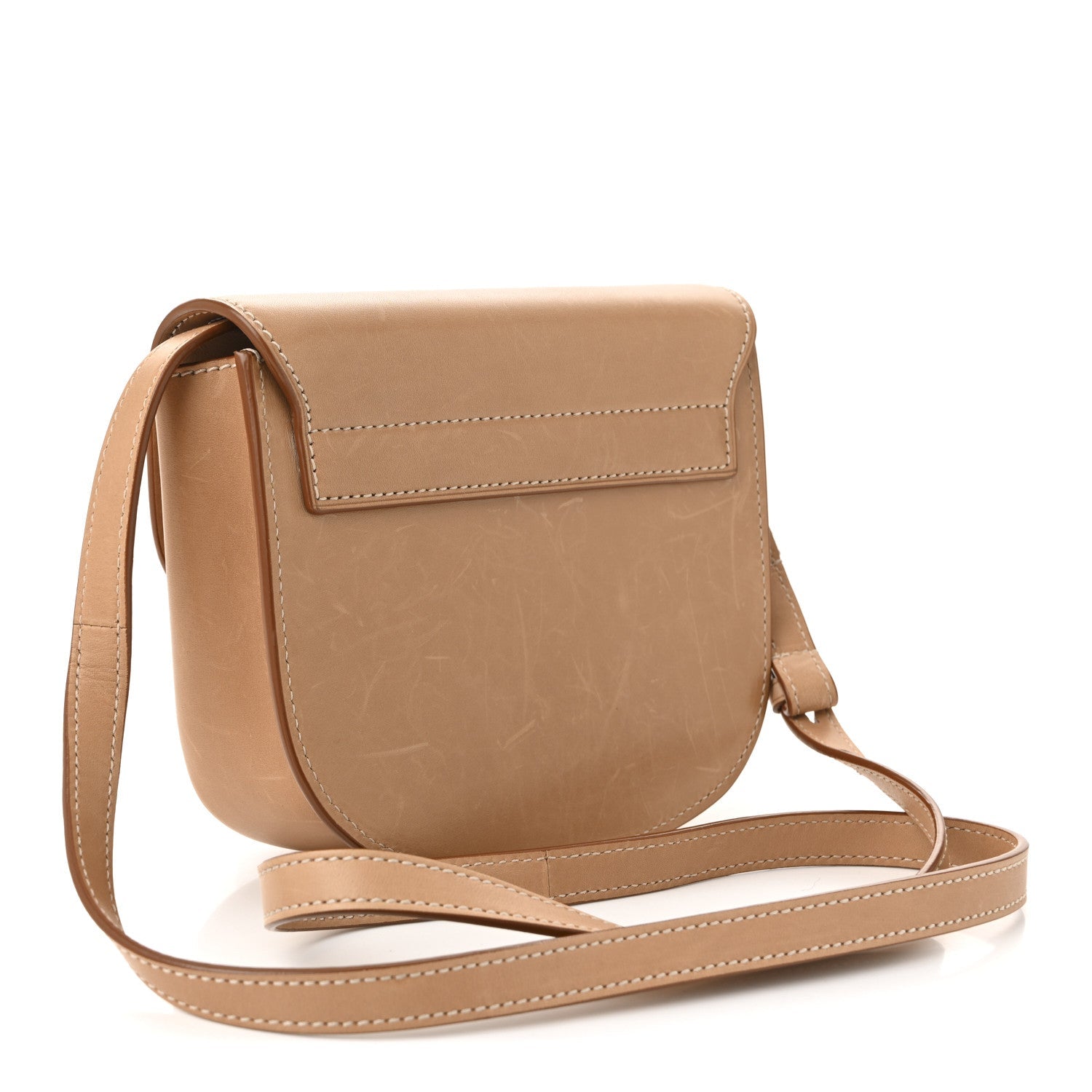 Smooth Vintage Calfskin Small Kaia Satchel Brown Gold
