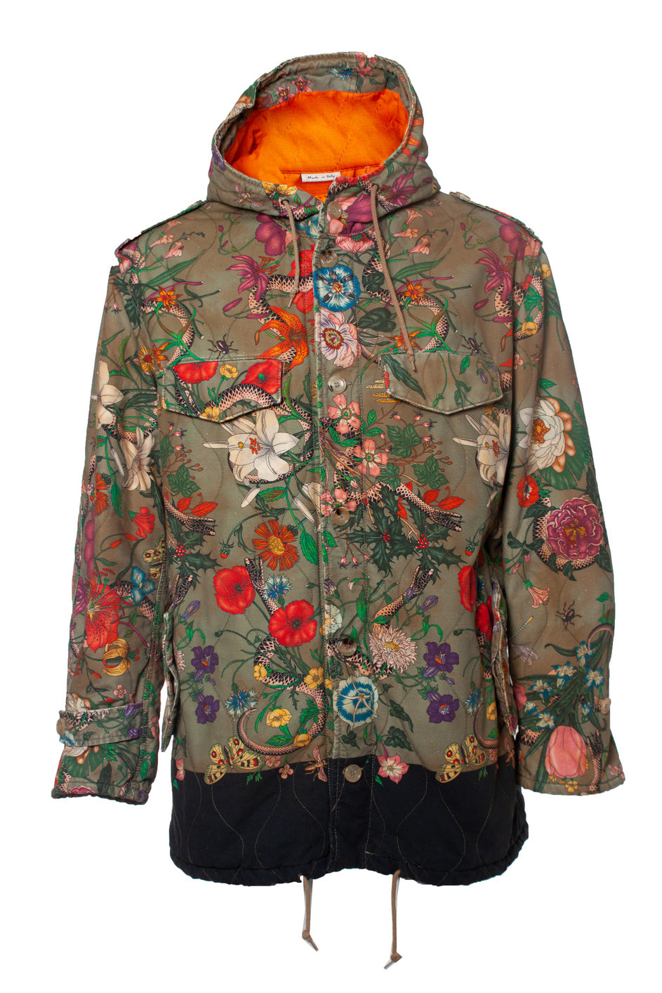 Men's Gucci Flora snake print quilted parka