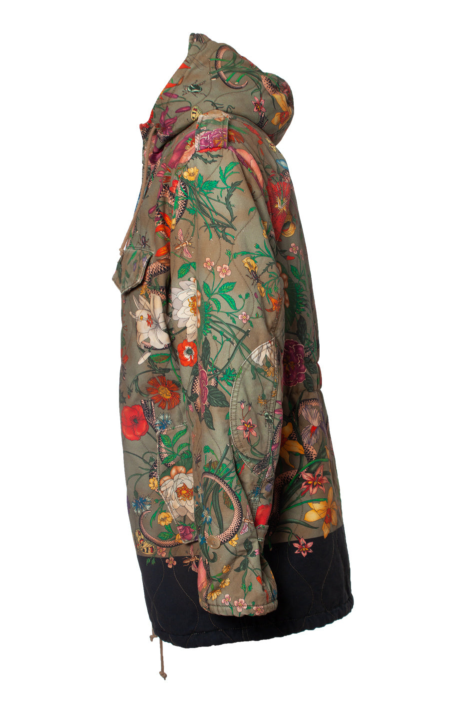 Men's Gucci Flora snake print quilted parka