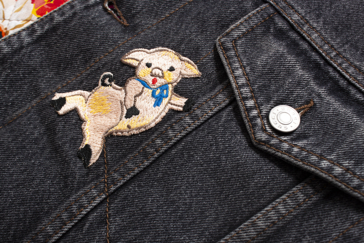 Men's Gucci Grey denim jacket with banana patch