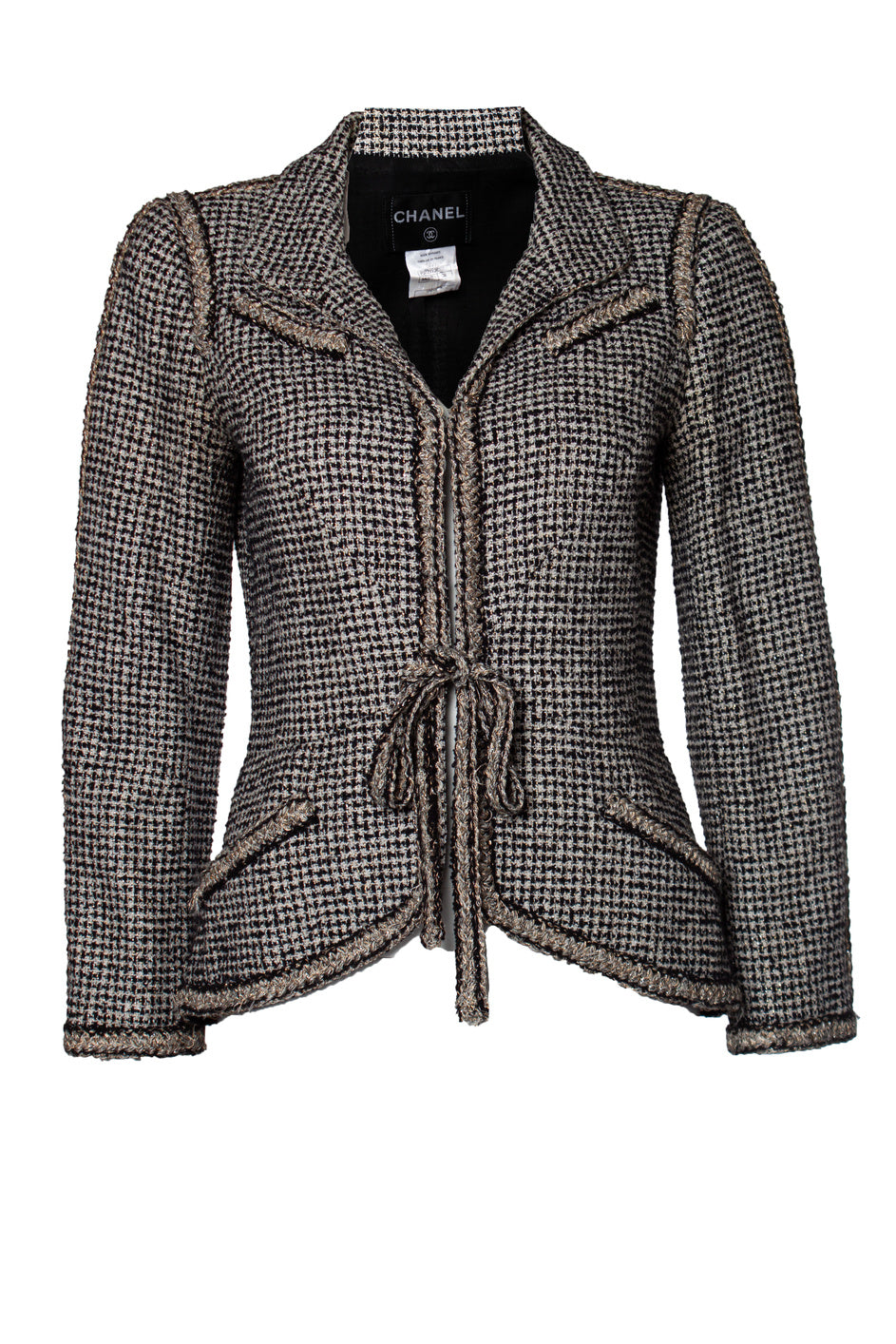 Women's Chanel black and gold tweed jacket