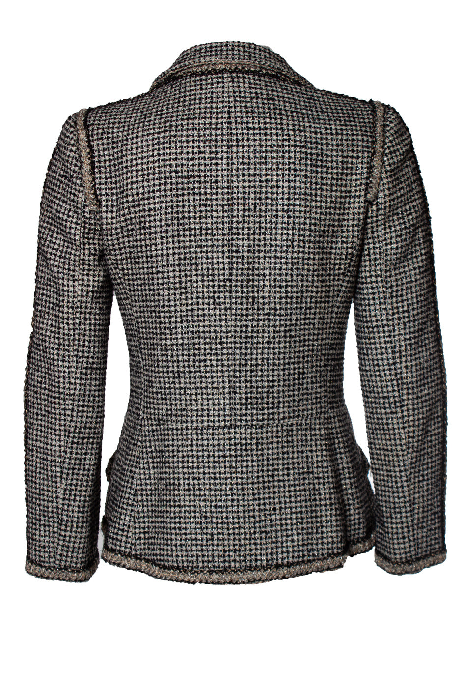 Women's Chanel black and gold tweed jacket