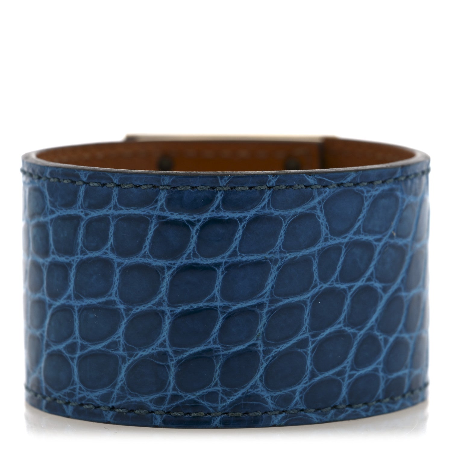 Shiny Alligator  Kelly Dog Cuff S Bleu Izmir
