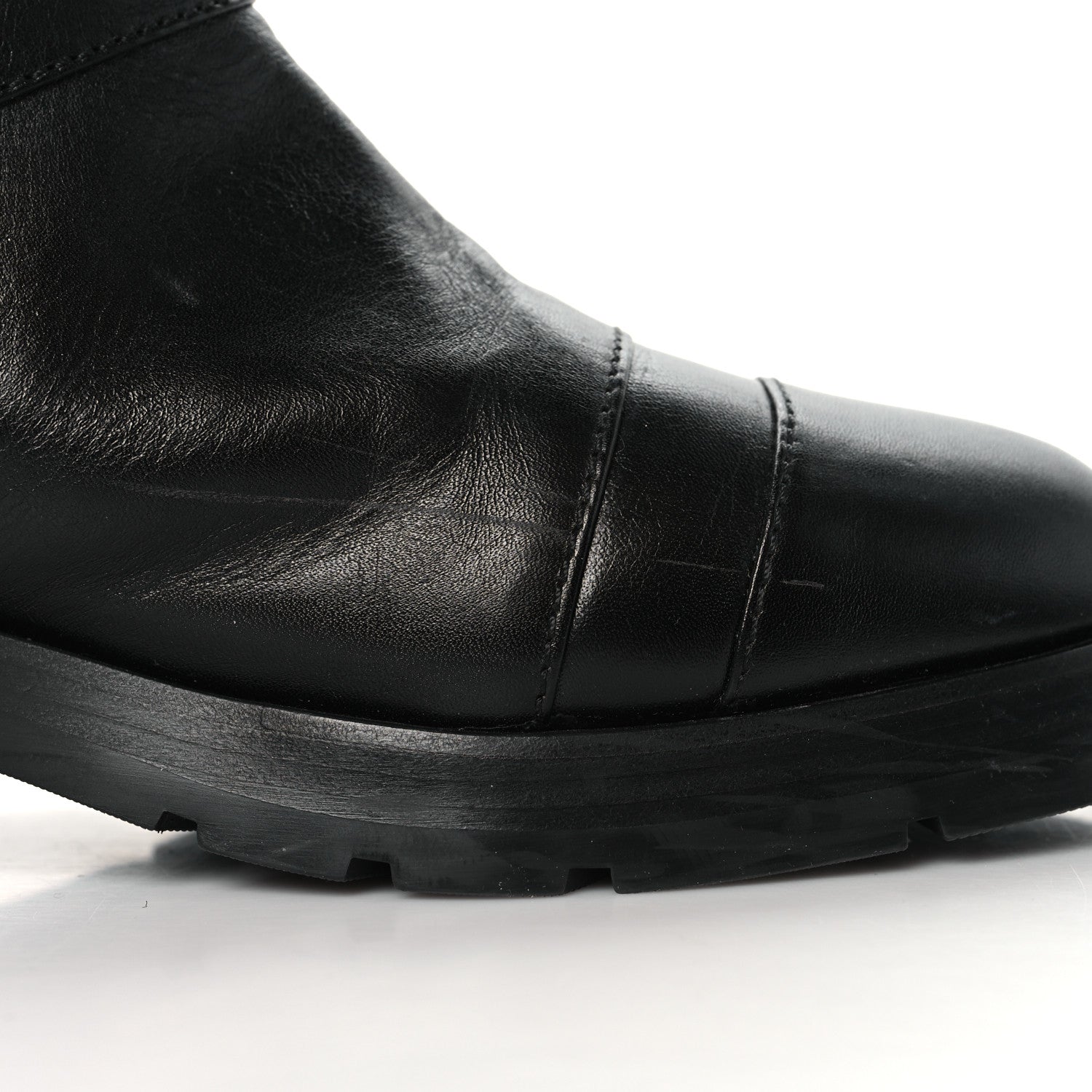 Calfskin Knit CC Short Boots 41 Black