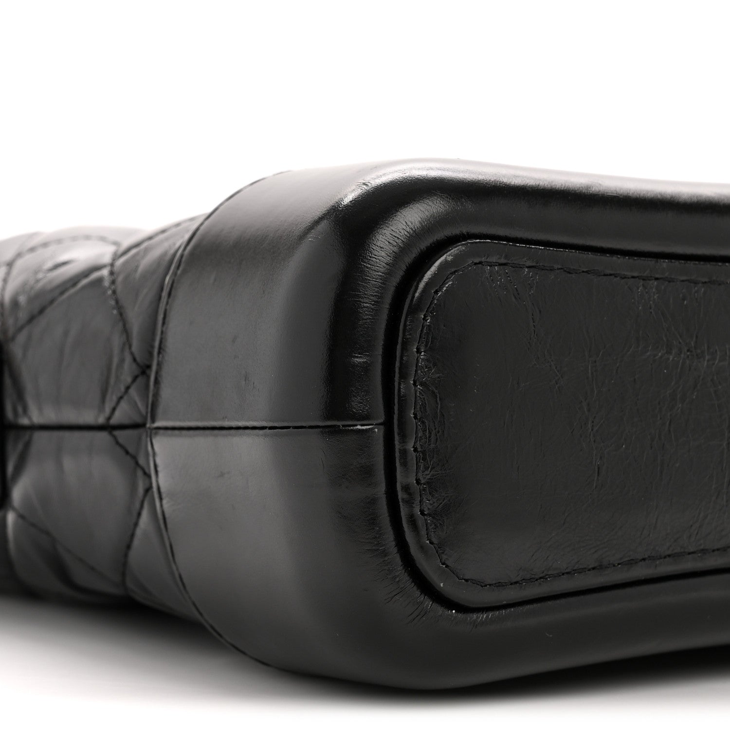 Aged Calfskin Quilted Small Gabrielle Hobo Black