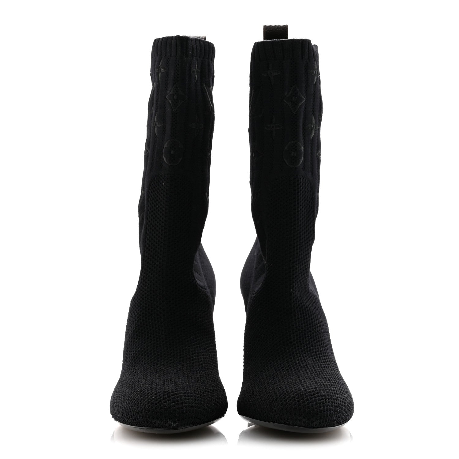 Monogram Stretch Fabric Silhouette Ankle Boots 38 Black