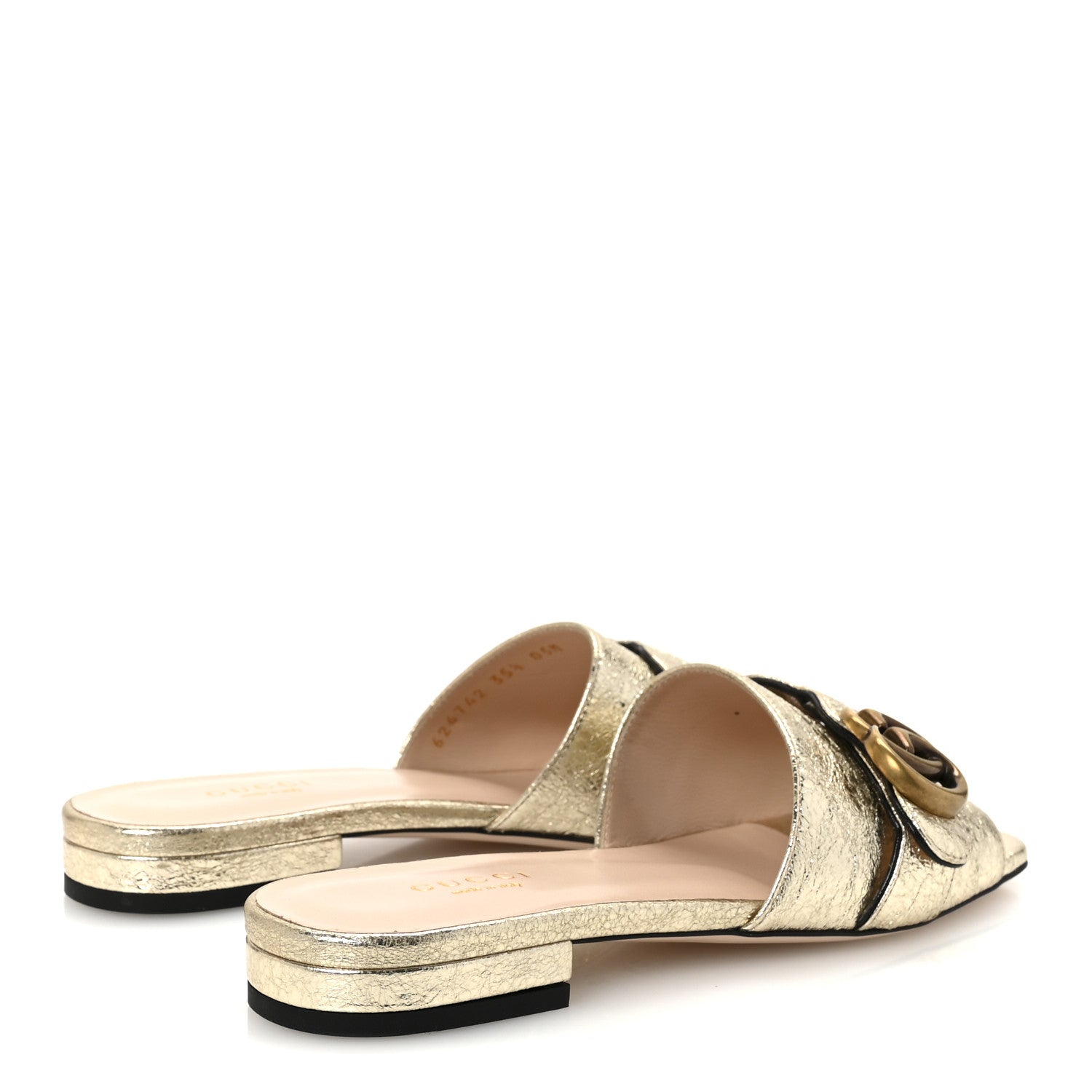 Galassia GG Marmont Flat Slide Sandals 35.5 Platino