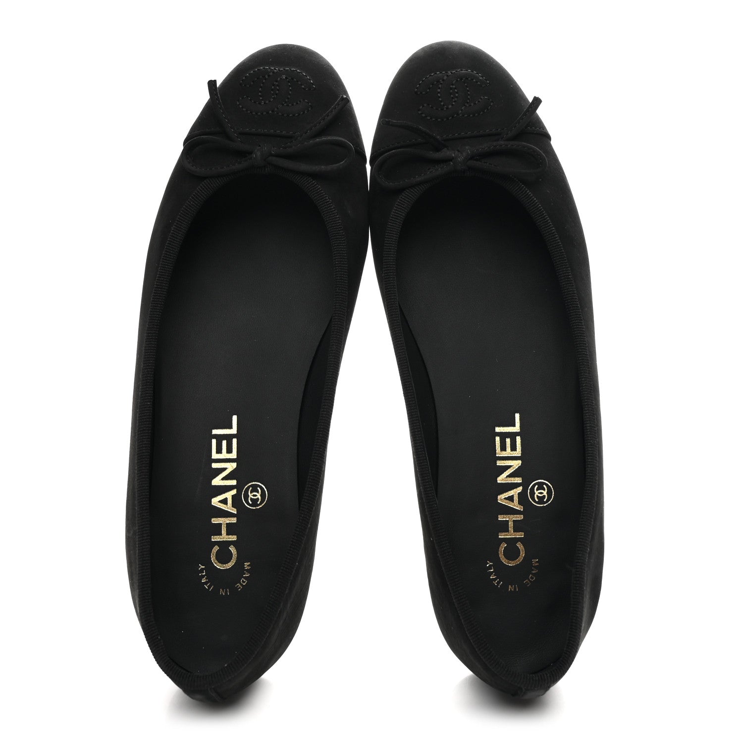 Suede Calfskin Cap Toe CC Ballerina Flats 36 Black