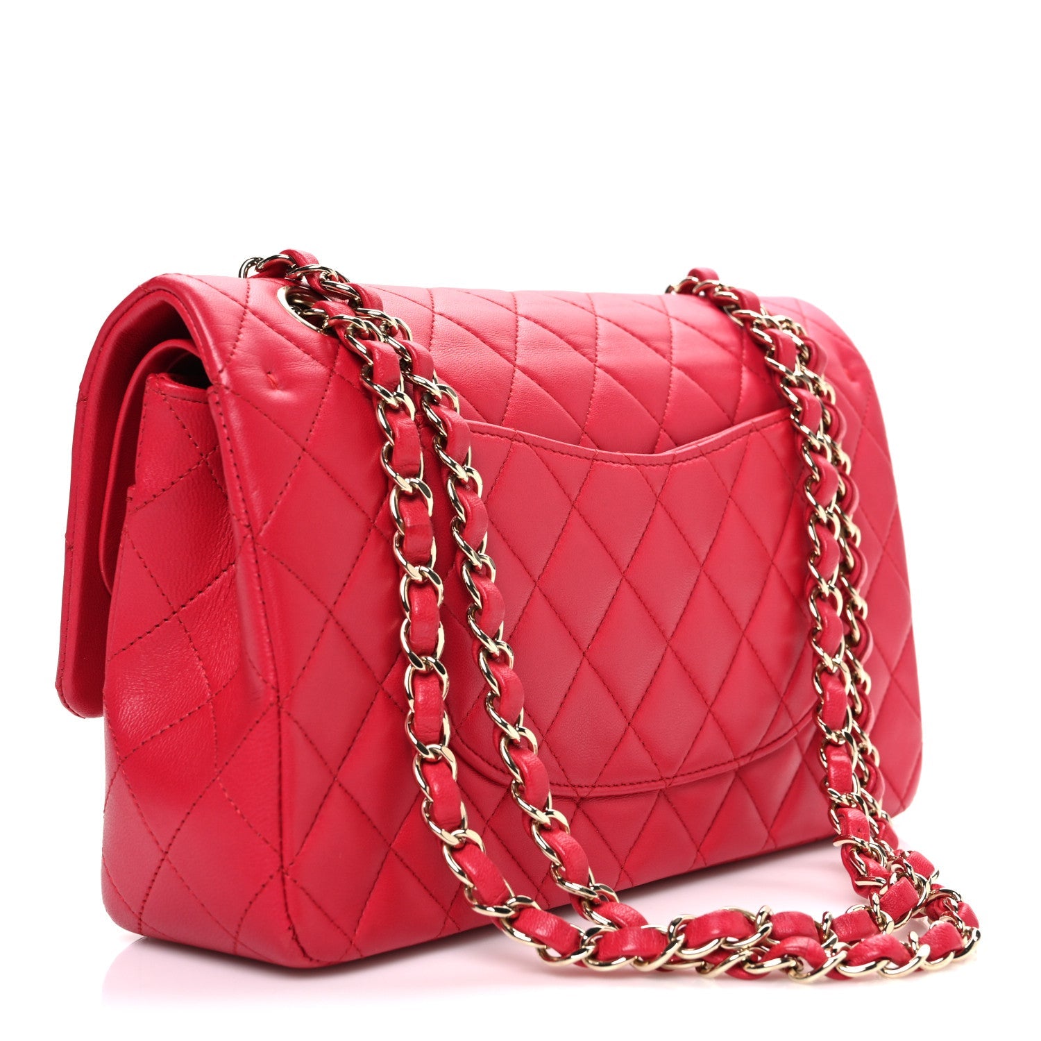 Lambskin Quilted Medium Double Flap Pink