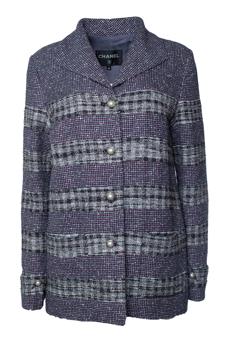 Women's Chanel purple tweed blazer with lurex