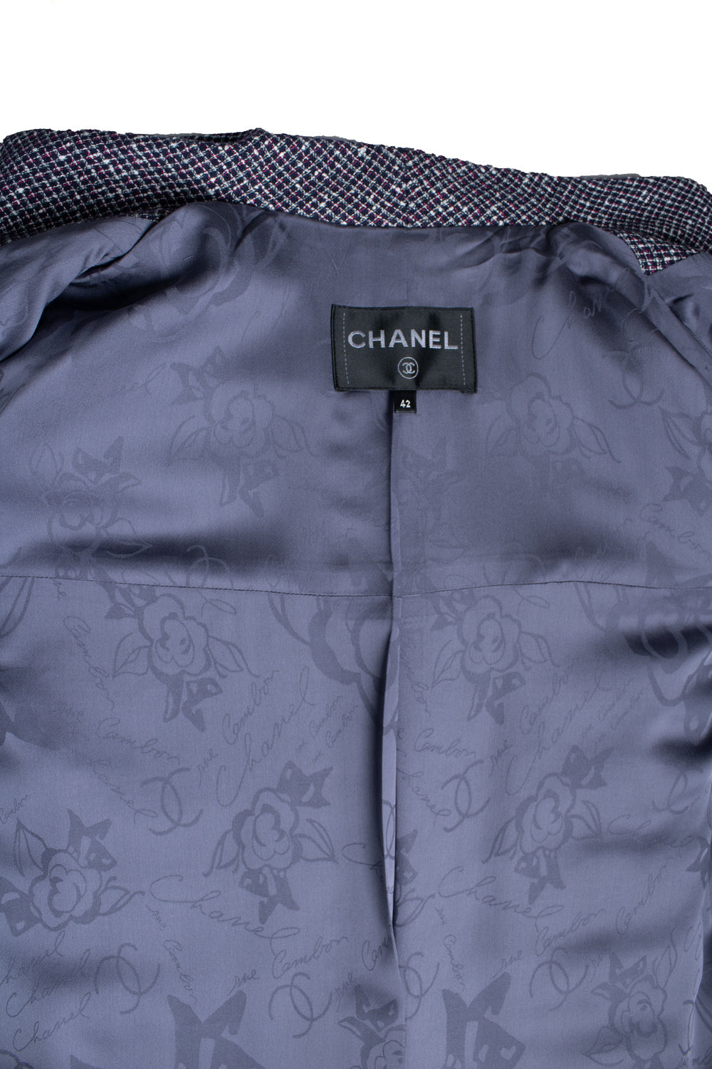 Women's Chanel purple tweed blazer with lurex