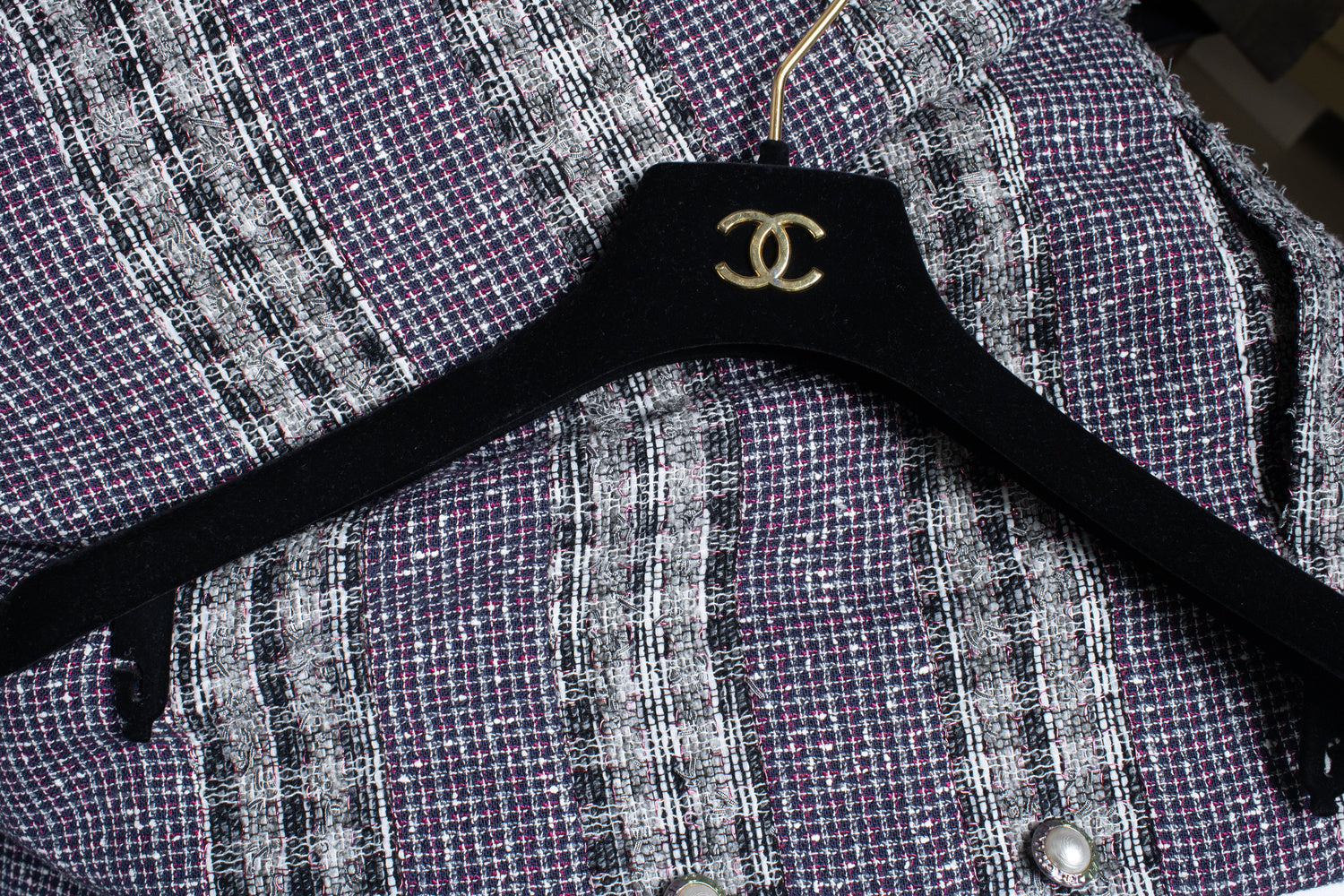 Women's Chanel purple tweed blazer with lurex
