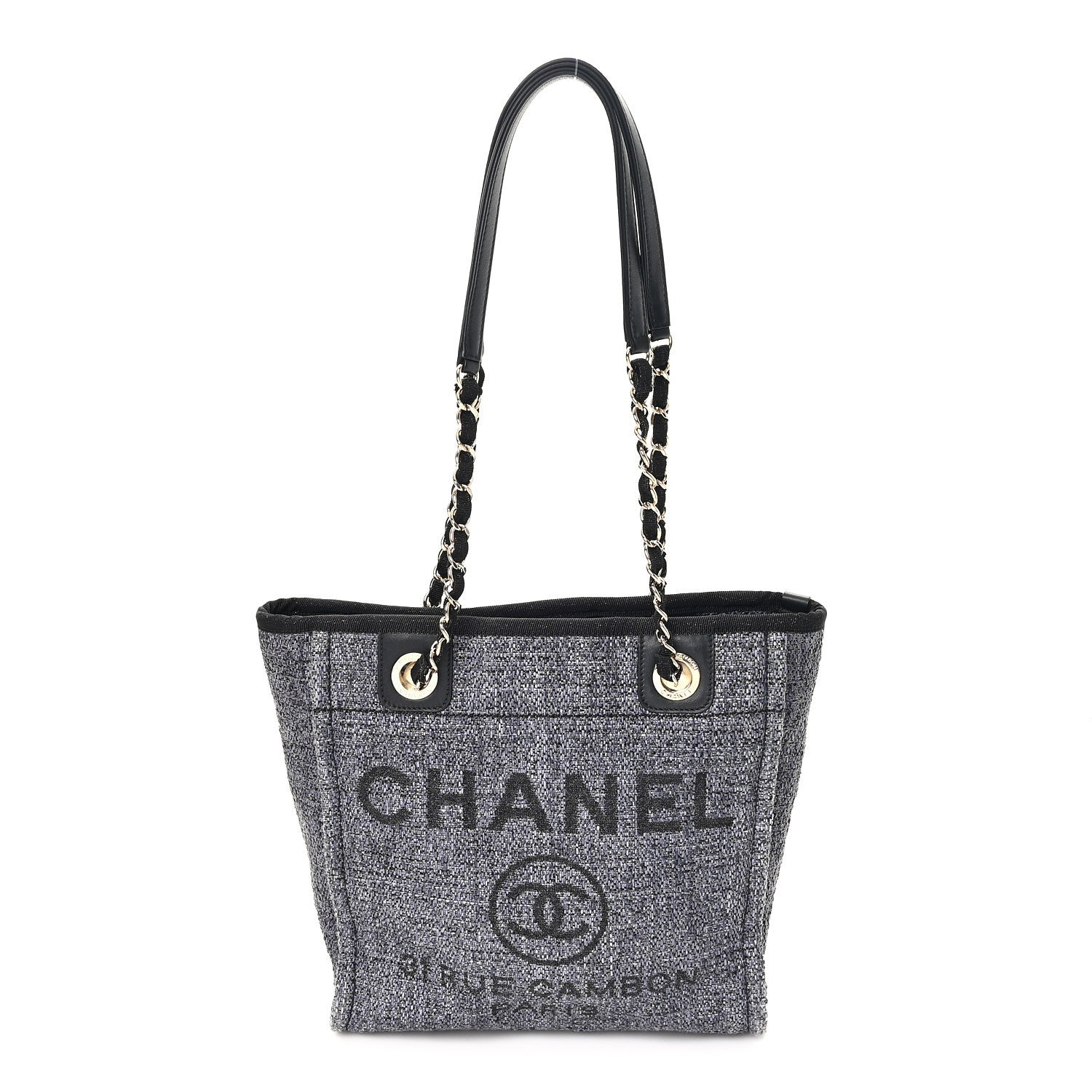 Lurex Boucle Mini Deauville Tote Black