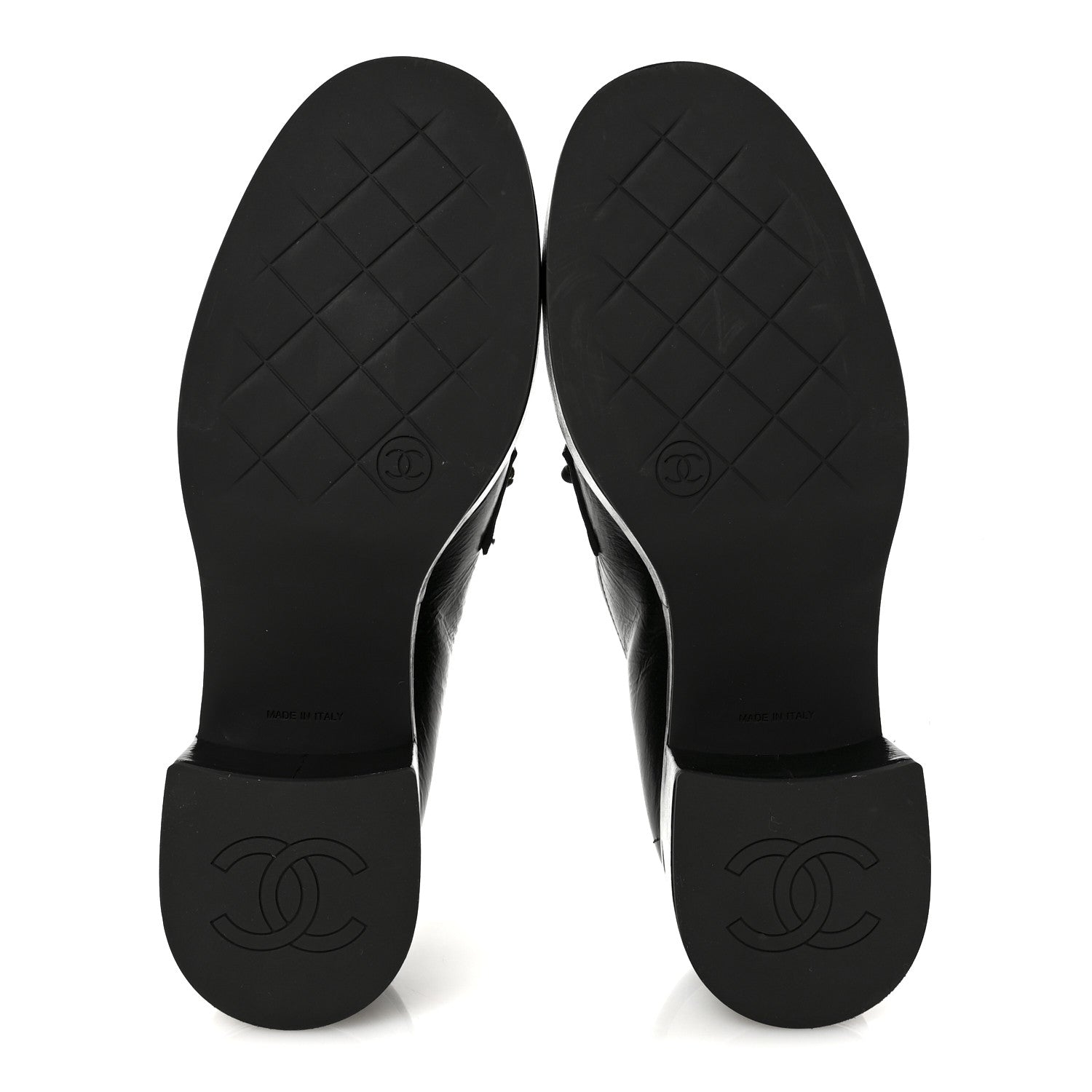 Shiny Calfskin Logo Platform Loafers 37.5 Black