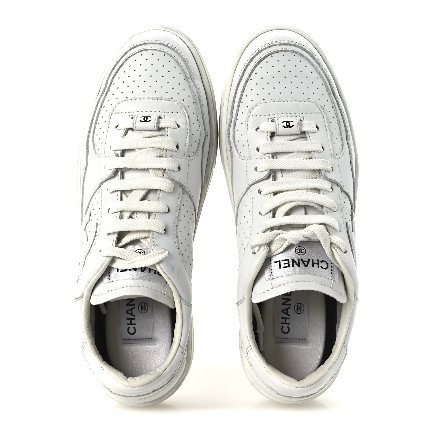 Calfskin Womens CC Sneakers 39.5 White
