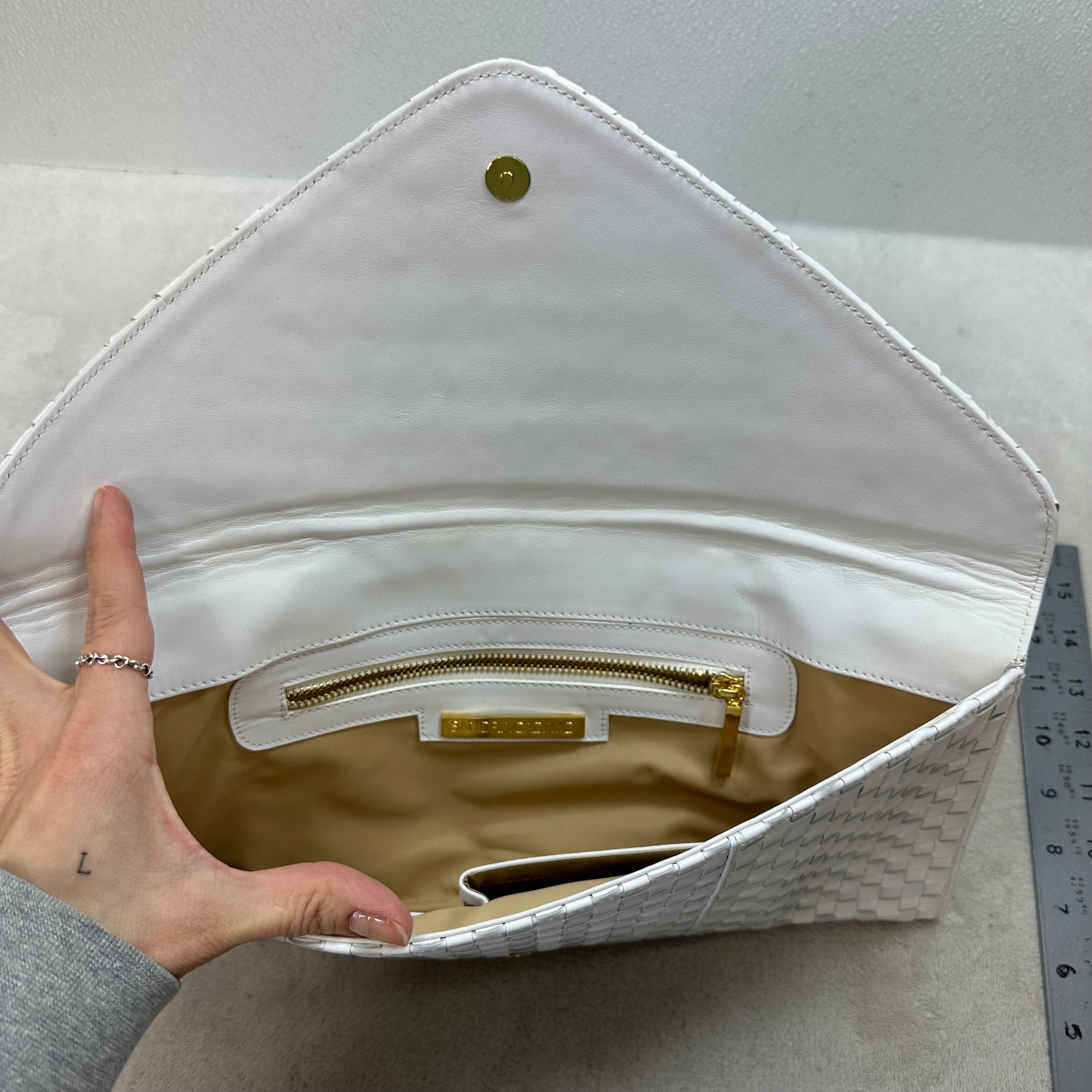 Leather clutch Handbag By Sandra Cadavid, Size: Medium