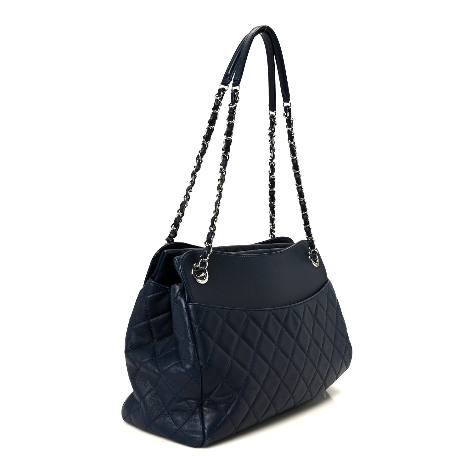 Lambskin Quilted Chanel 7 Large Tote Navy