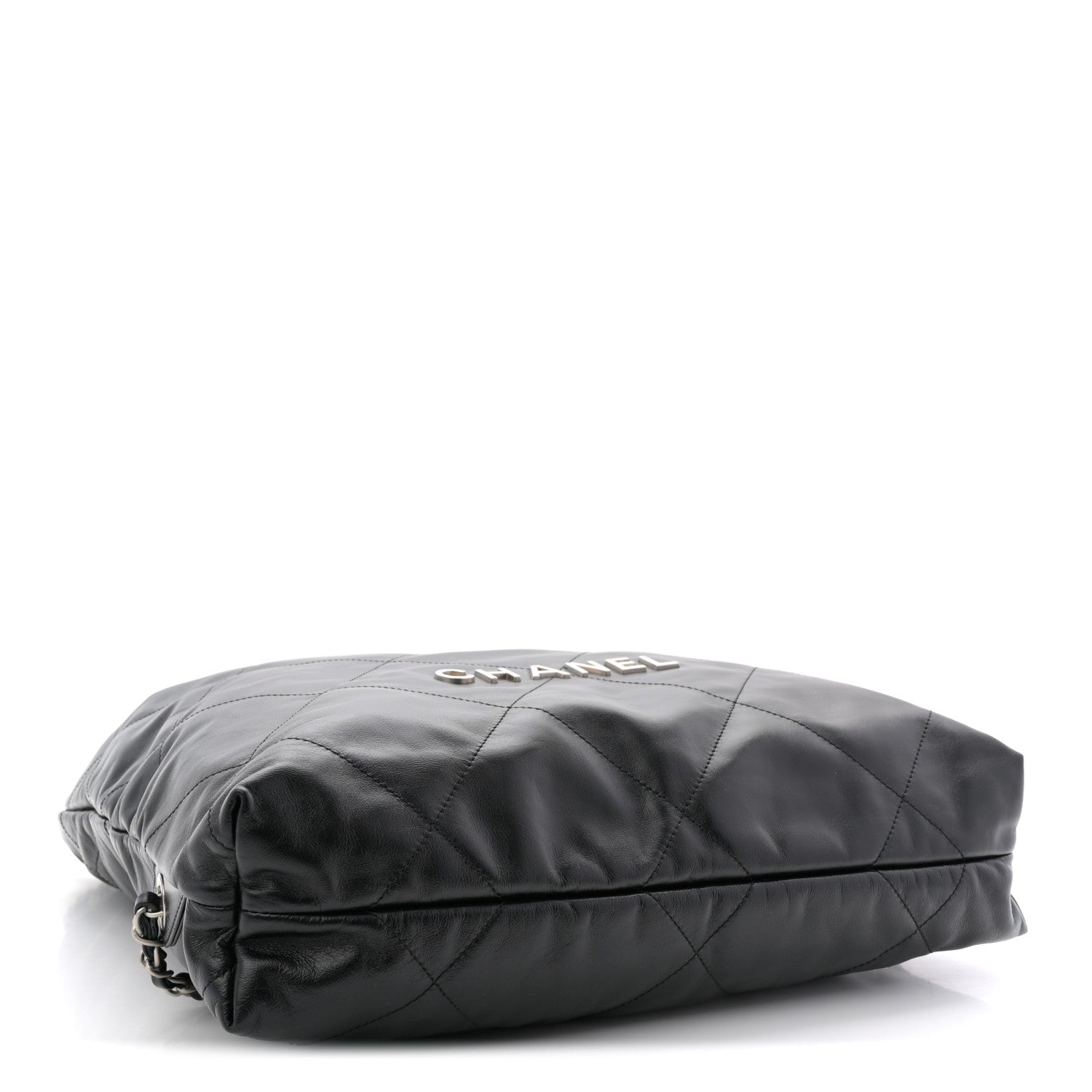 Shiny Calfskin Quilted Chanel 22 Backpack Black