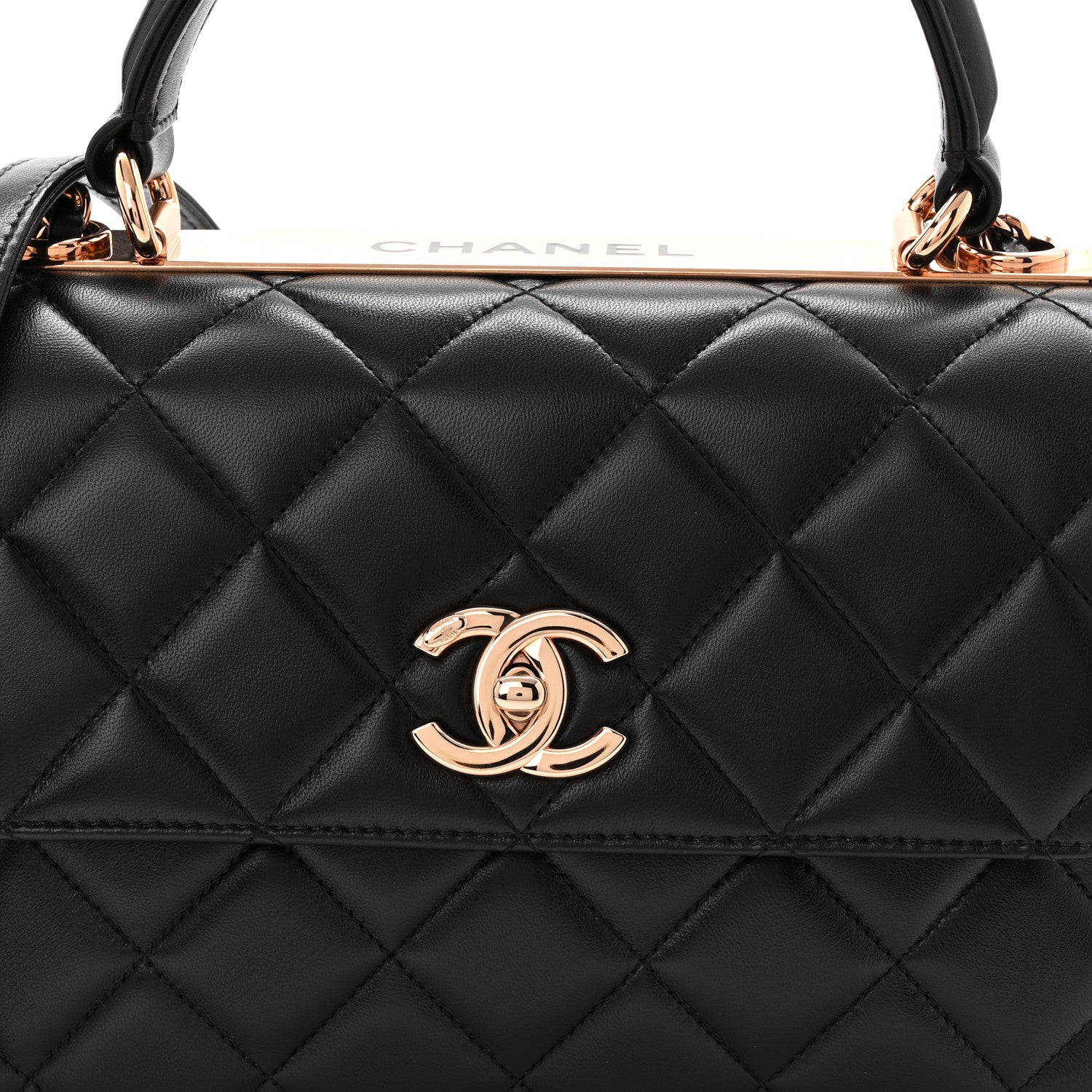 Lambskin Quilted Small Trendy CC Dual Handle Flap Bag Black