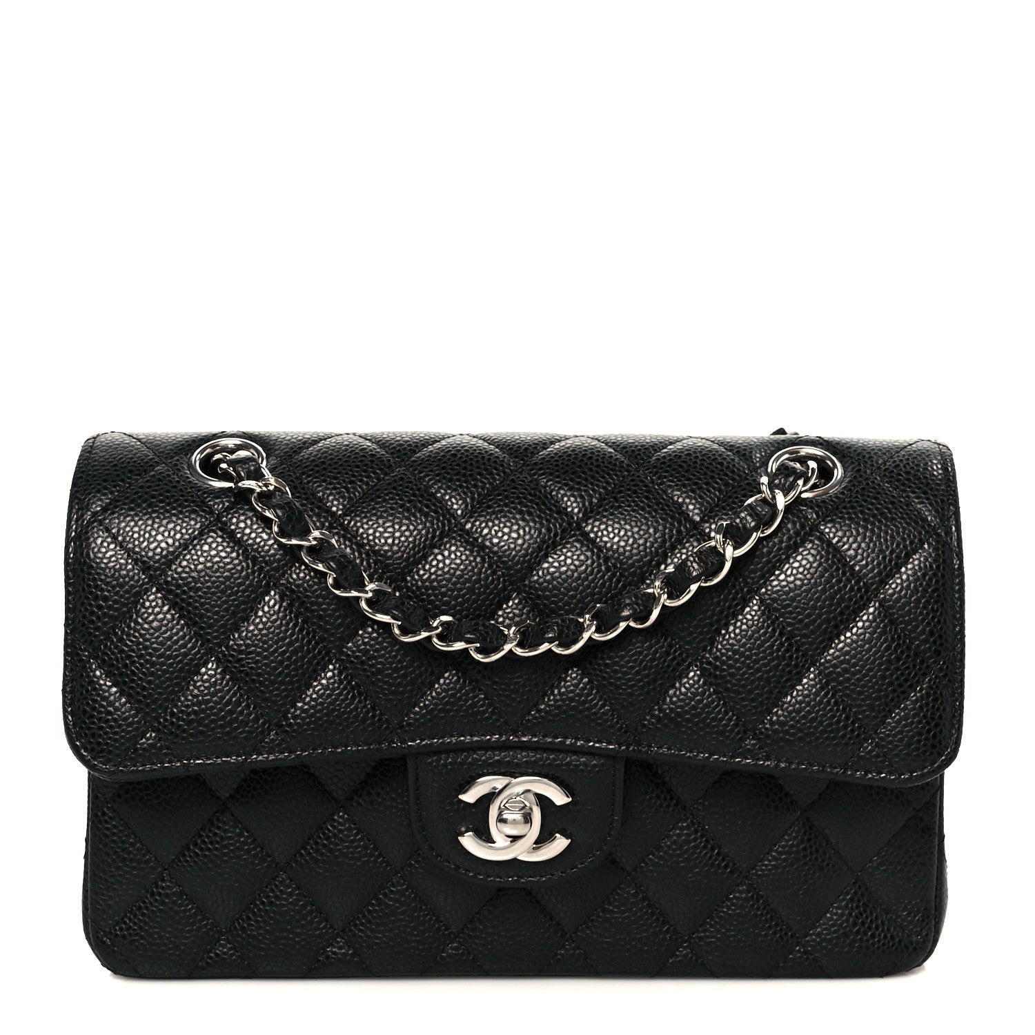 Caviar Quilted Small Double Flap Black