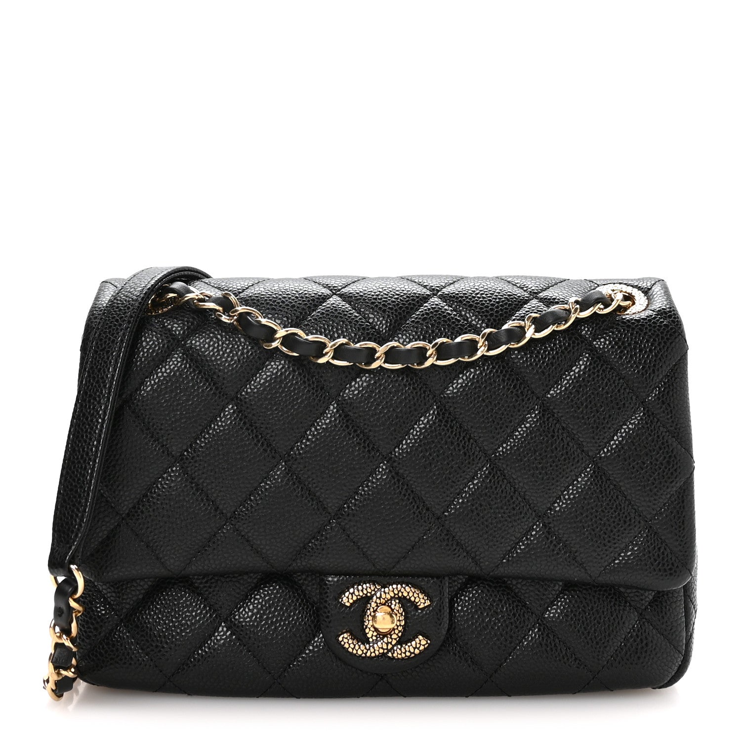 Grained Lambskin Quilted Small Flap Black