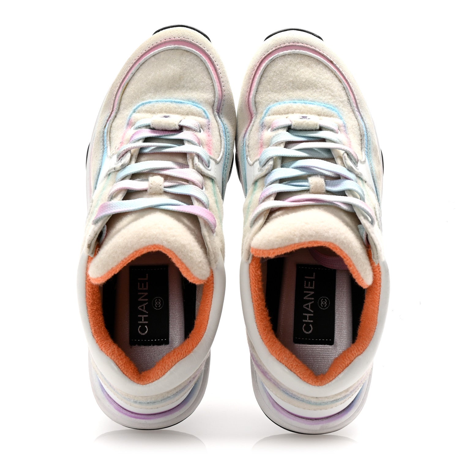 Wool Suede Calfskin CC Sneakers 36.5 Multicolor