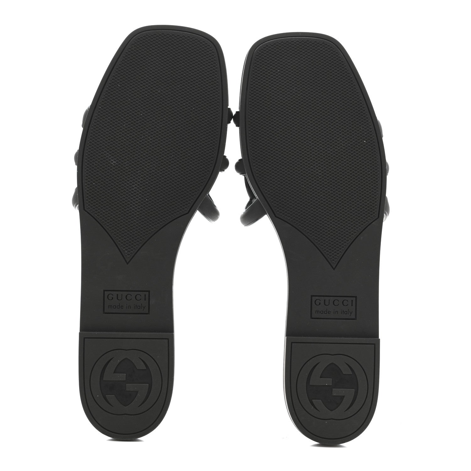 Rubber Womens Interlocking G Slide Sandals 39 Black