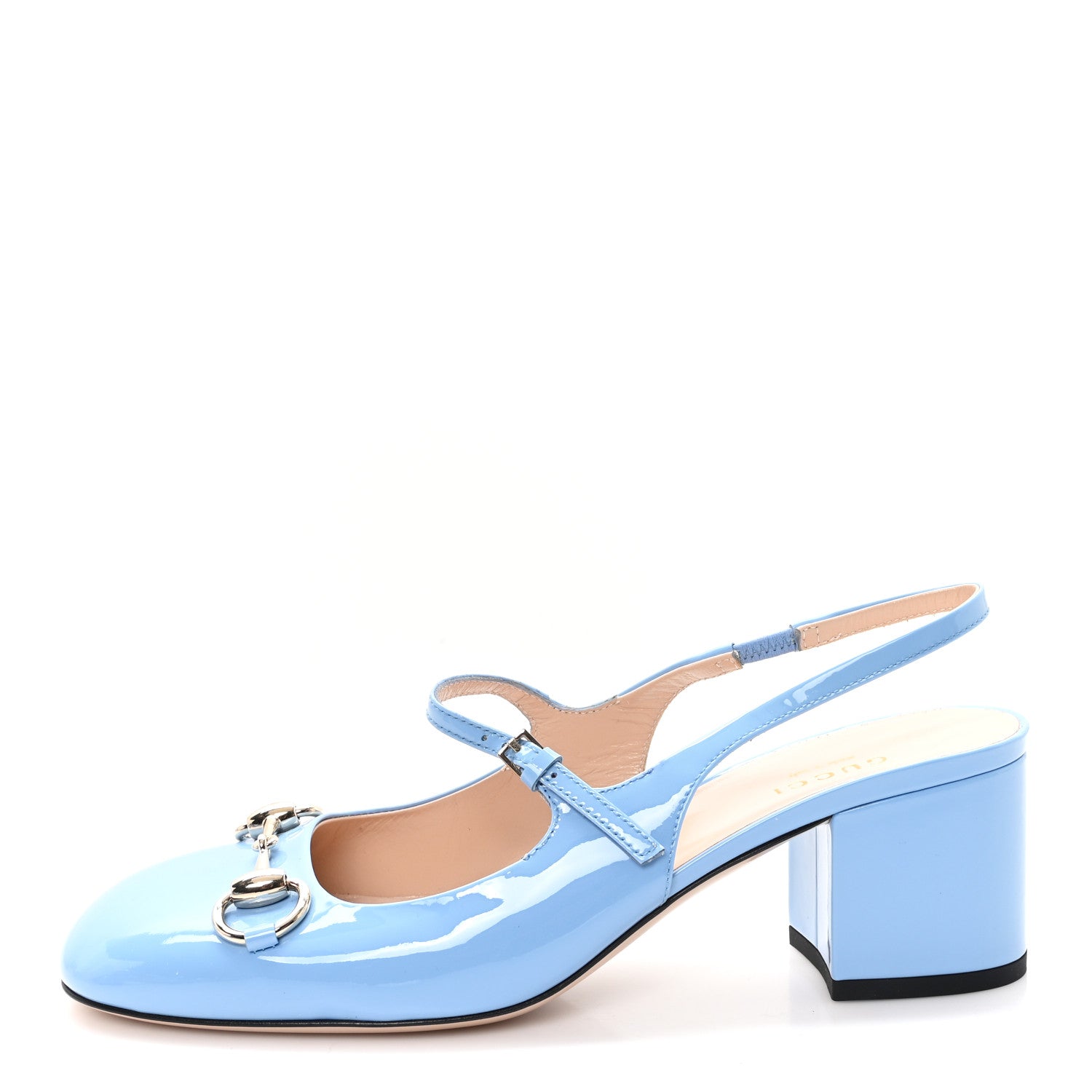 Vernice Crystal Horsebit Charlotte 42mm Slingback Pumps 37.5 Glacial Blue