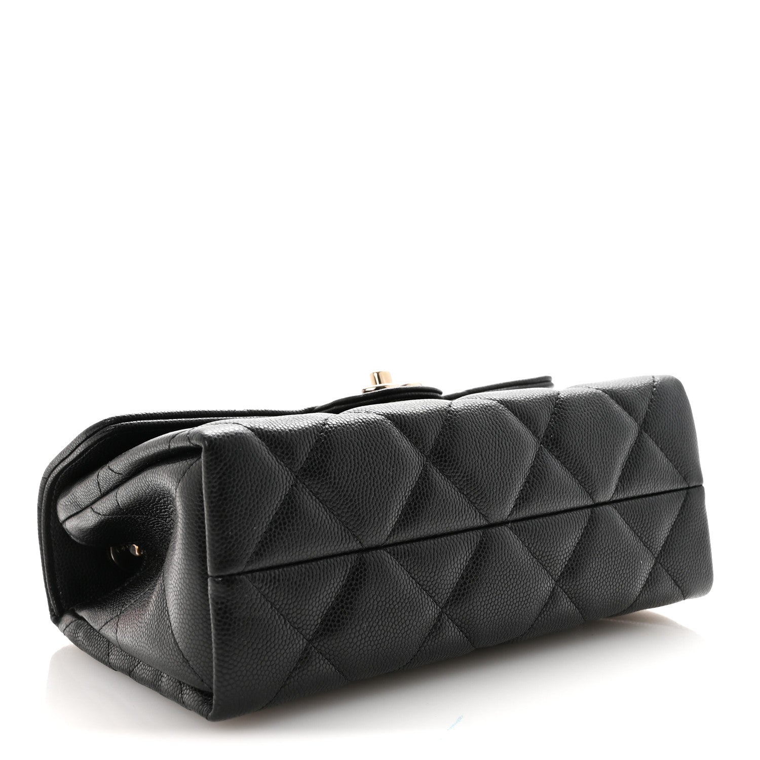 Caviar Quilted Mini Retro Twist Top Handle Flap Black
