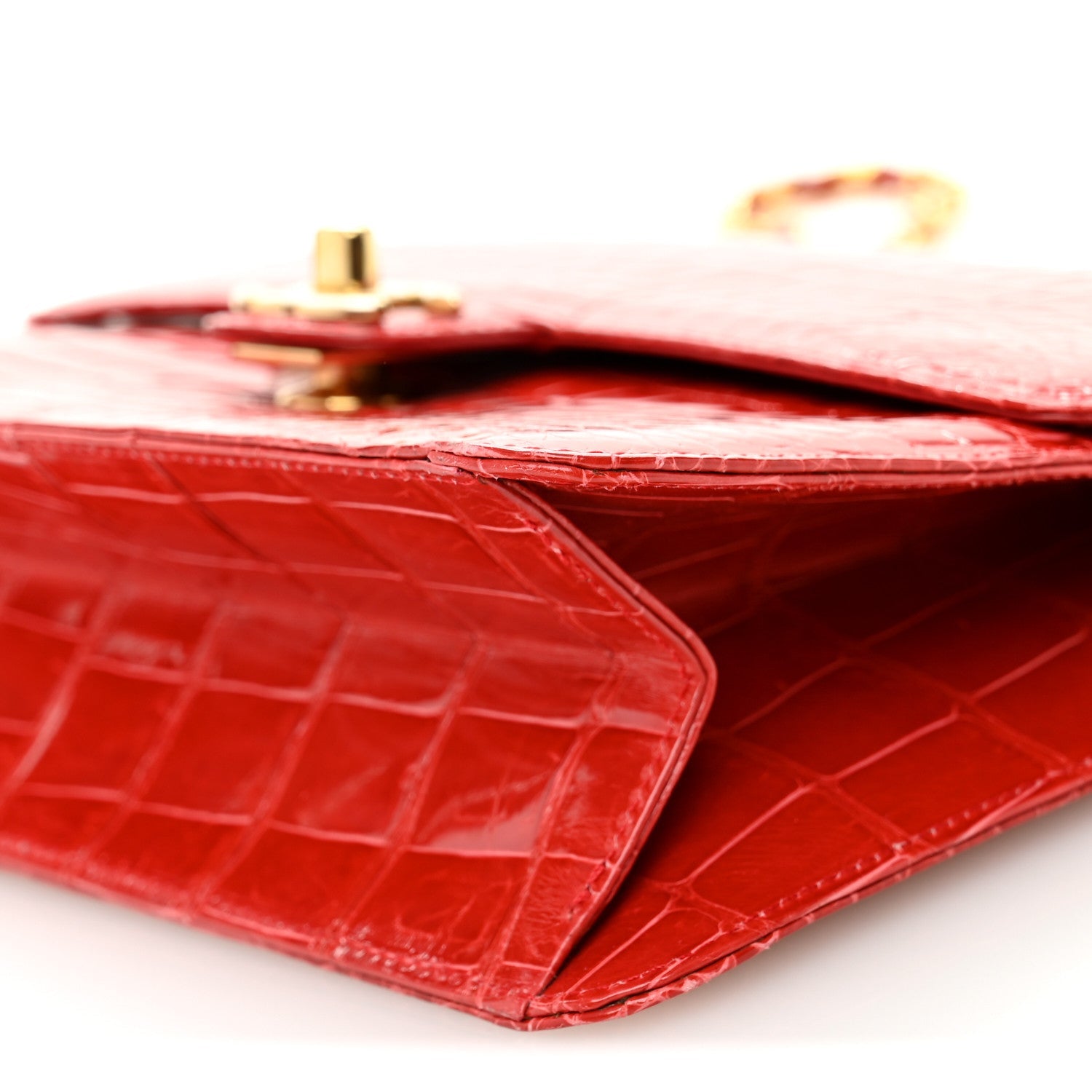 Shiny Alligator Small Single Flap Red