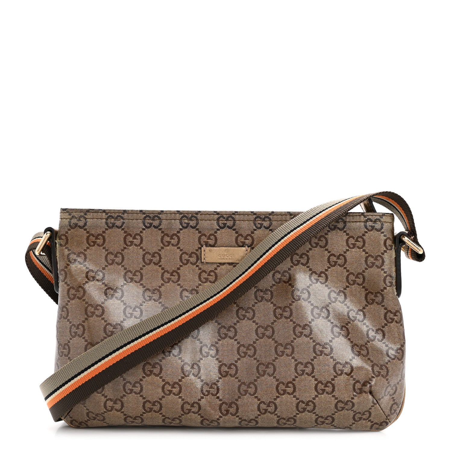 Crystal Monogram Web Small Flat Messenger Crossbody Bronze
