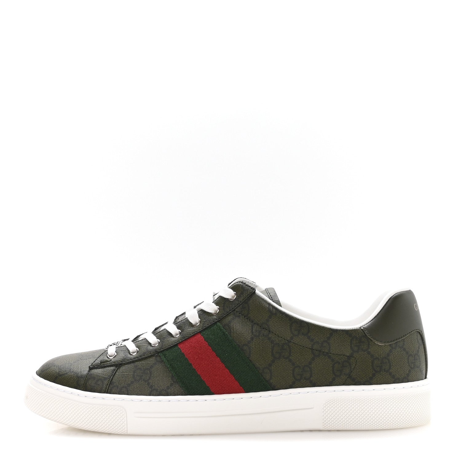 GG Supreme Monogram Web Mens New Ace Sneakers 11 Green