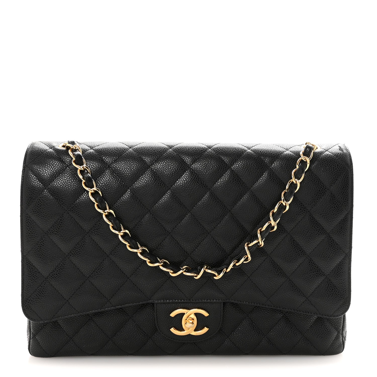 Caviar Quilted Maxi Double Flap Black