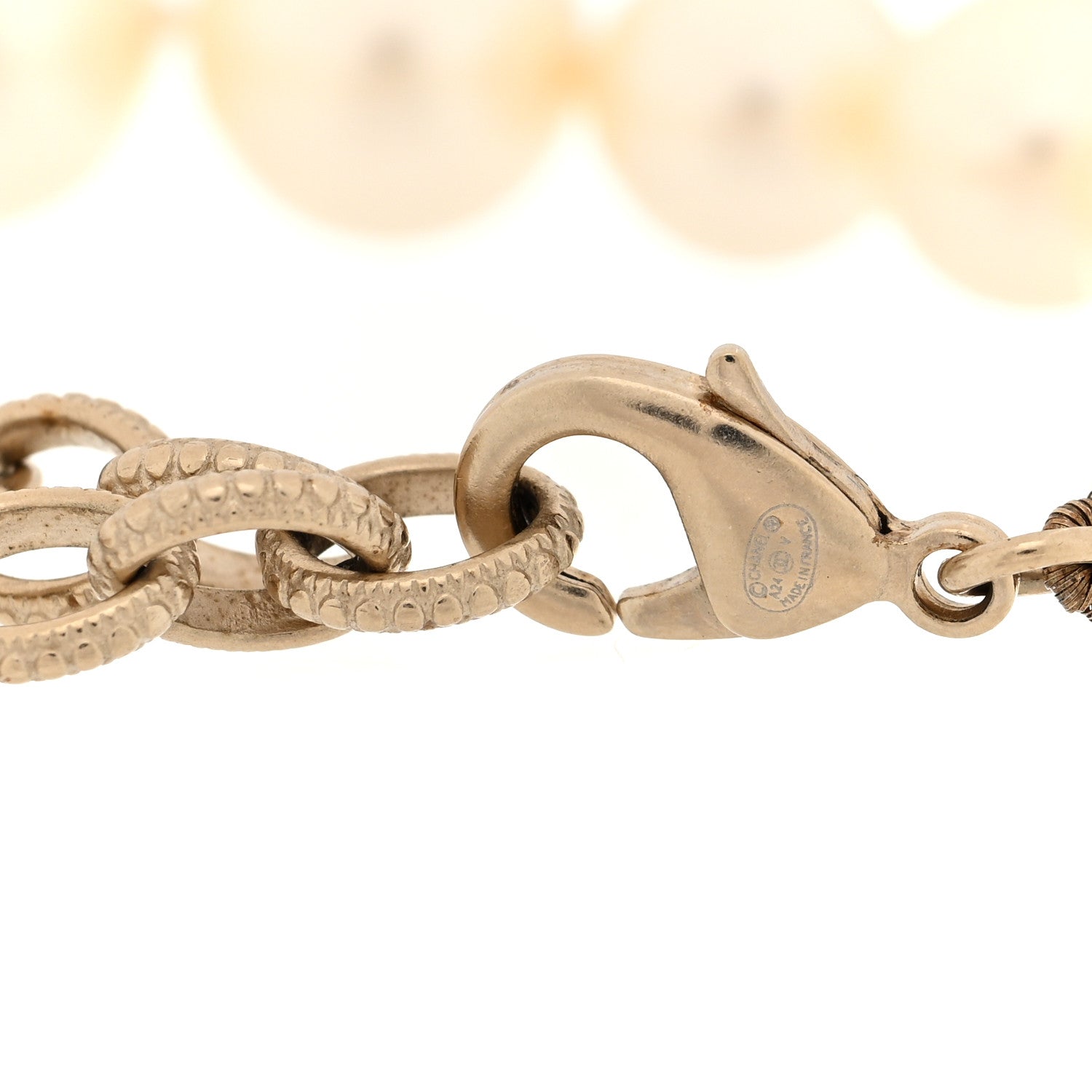 Graduated Pearl Crystal CC Bracelet Gold