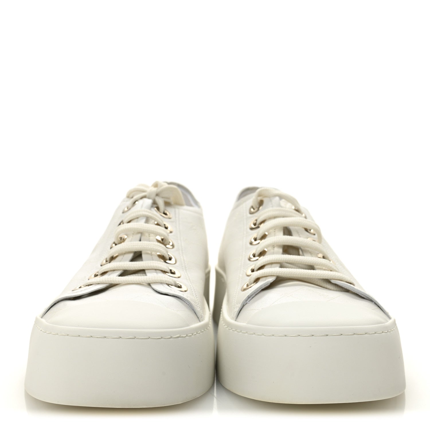 Lambskin Printed Logo Sneakers 38 White