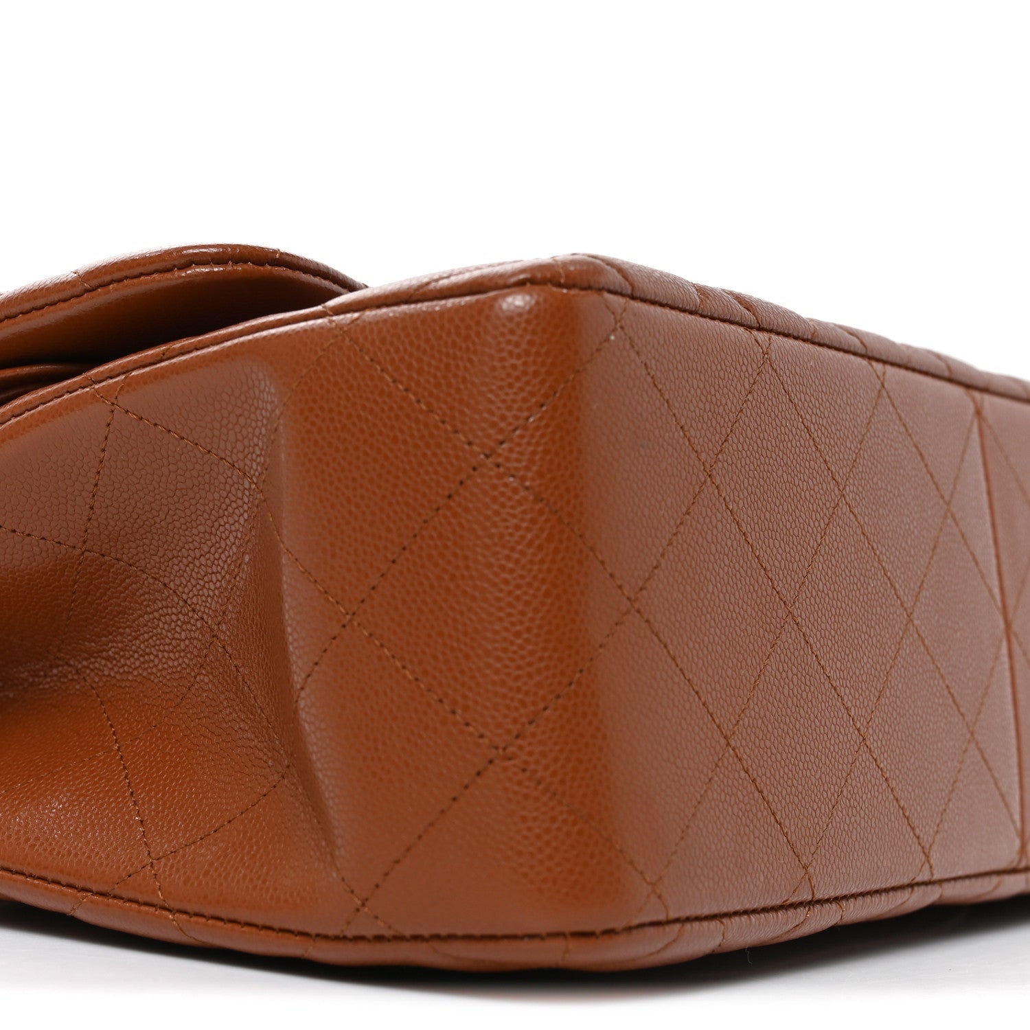 Caviar Quilted Jumbo Double Flap Light Brown