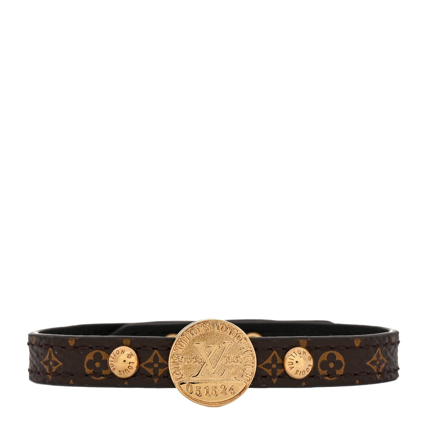 Monogram LV Circle Reversible Bracelet 17 Black