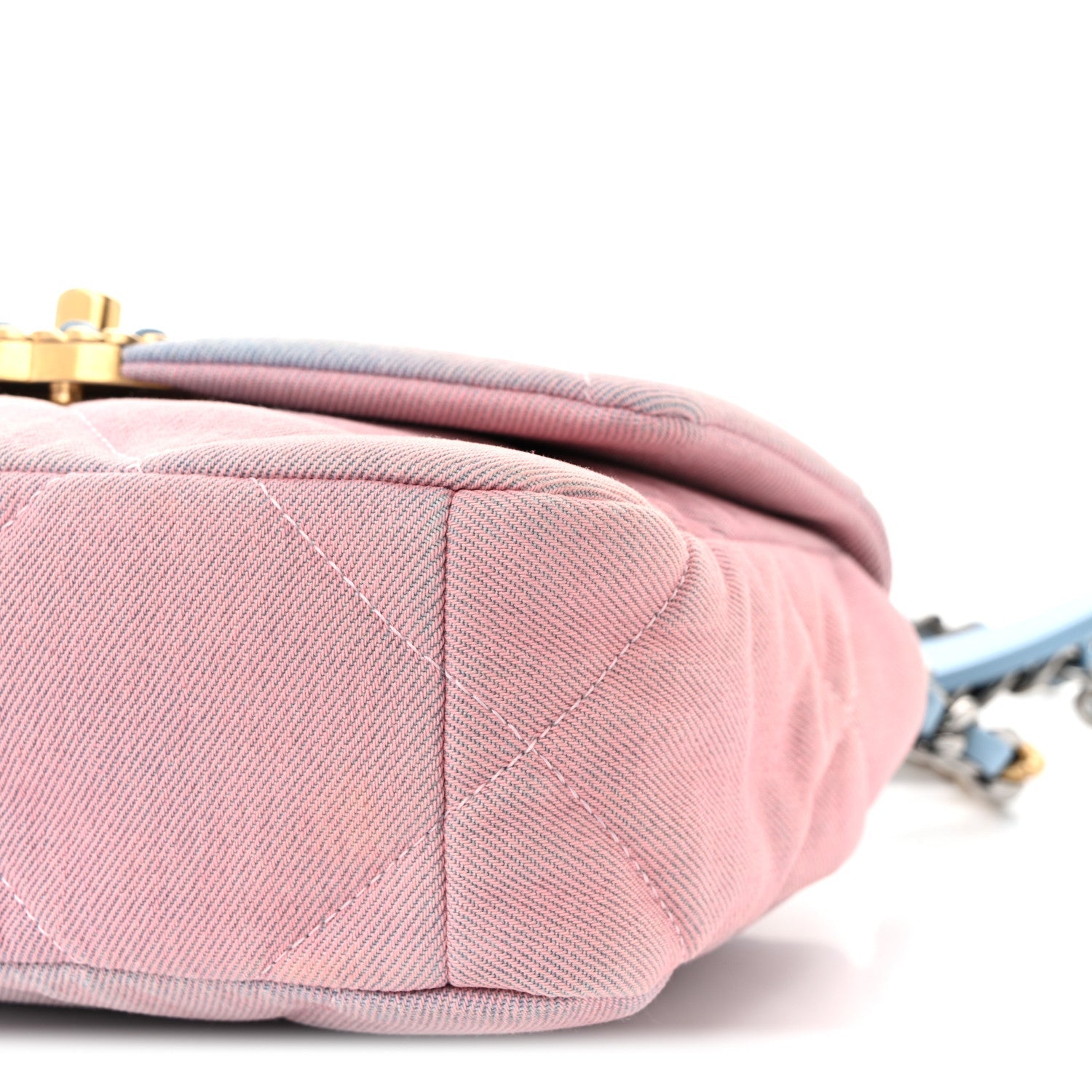 Denim Quilted Medium Chanel 19 Flap Blue Pink
